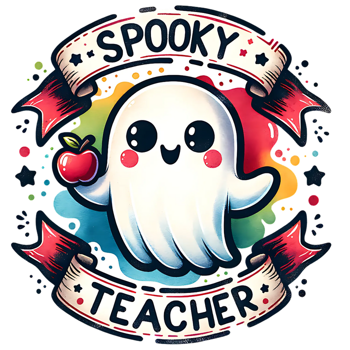 Spooky Teacher Ghost DTF Transfer Ready to Press