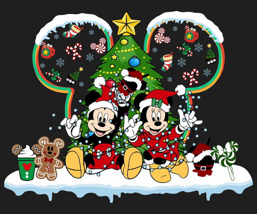 Christmas DTF Transfer Ready to Press with Mickey & Minnie