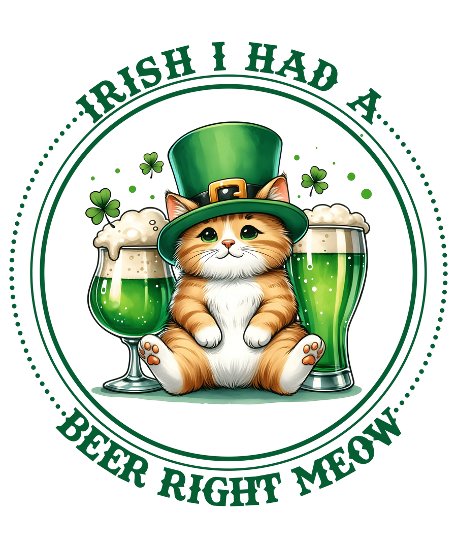Saint Patrick's Day Cute Kitten Design - DTF Ready To Press