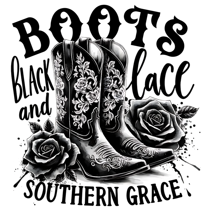 Cowboy-Stiefel Blumen DTF Transfer Bügelbereit