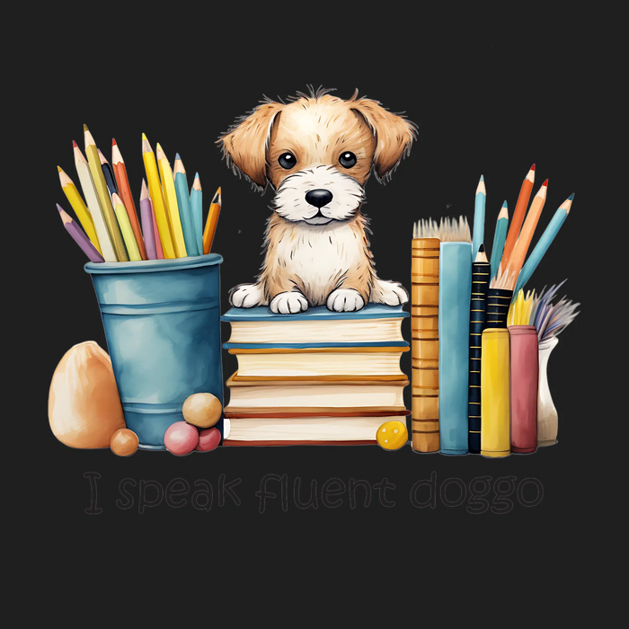 Cute Dog DTF Transfer Ready to Press - I Speak Fluent Doggo