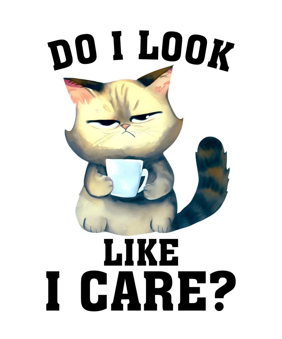 Do I Look Like I Care Cat Design - DTF Ready To Press