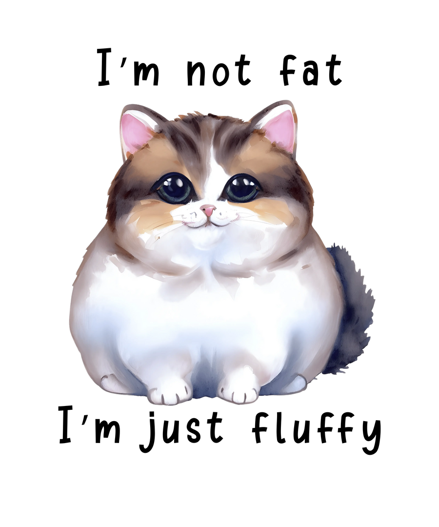 Fluffy Cat Design - DTF Ready To Press