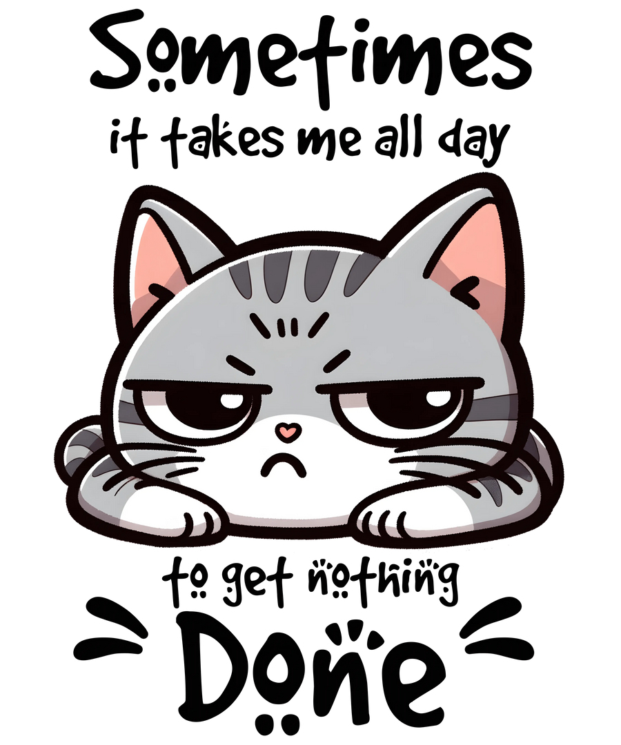 Diseño de gatito cansado - DTF listo para imprimir