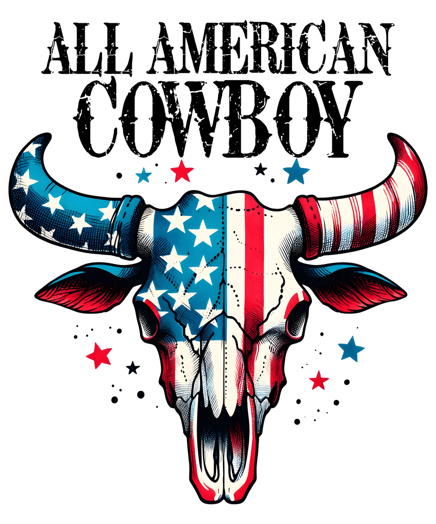 Diseño vaquero totalmente americano: DTF listo para imprimir