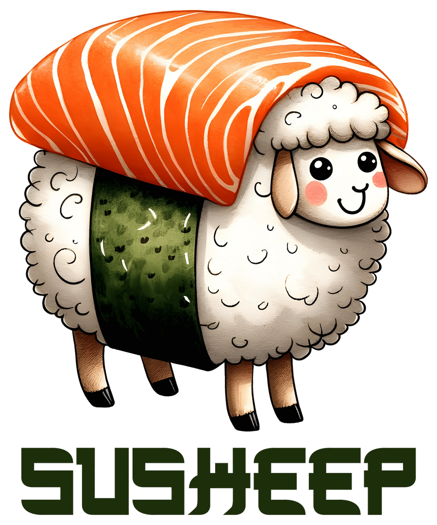 Diseño divertido de oveja Susheep: DTF listo para imprimir