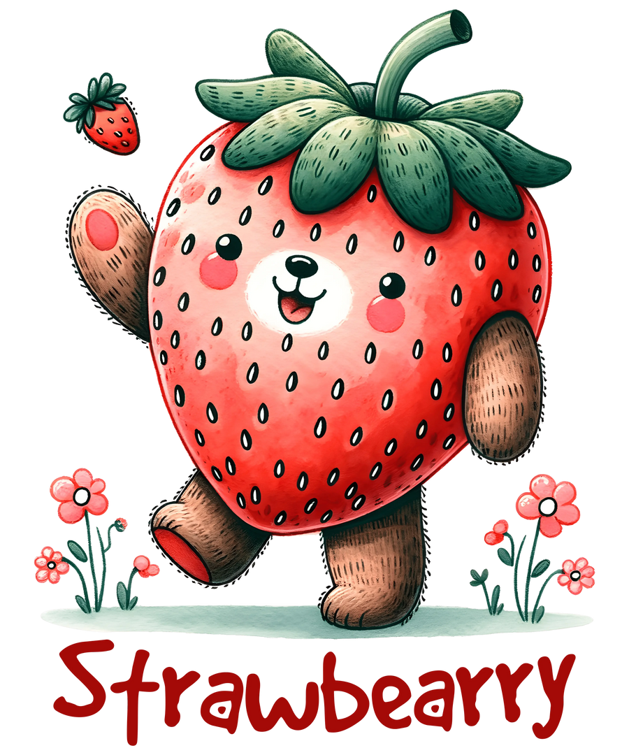 Diseño de oso Starwbearry: DTF listo para imprimir