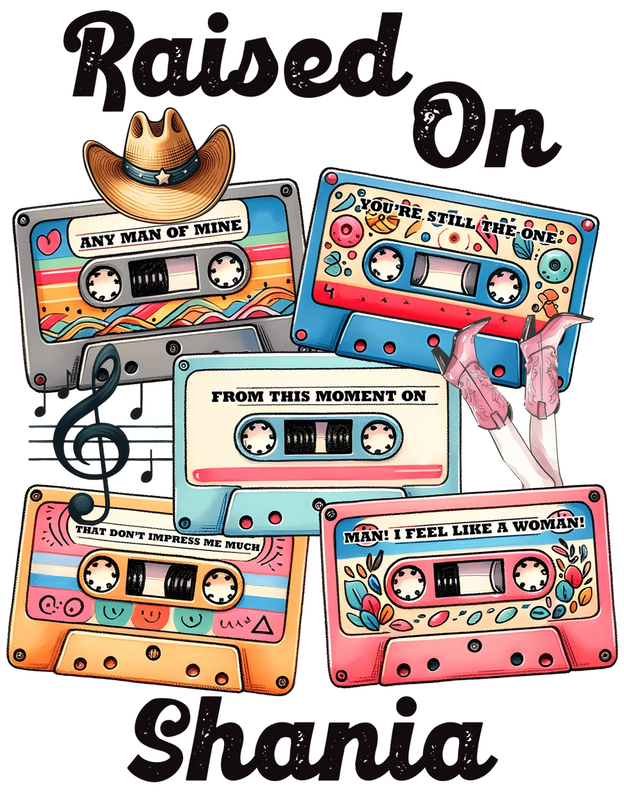Criado en Shania Western Tape Design - DTF listo para imprimir