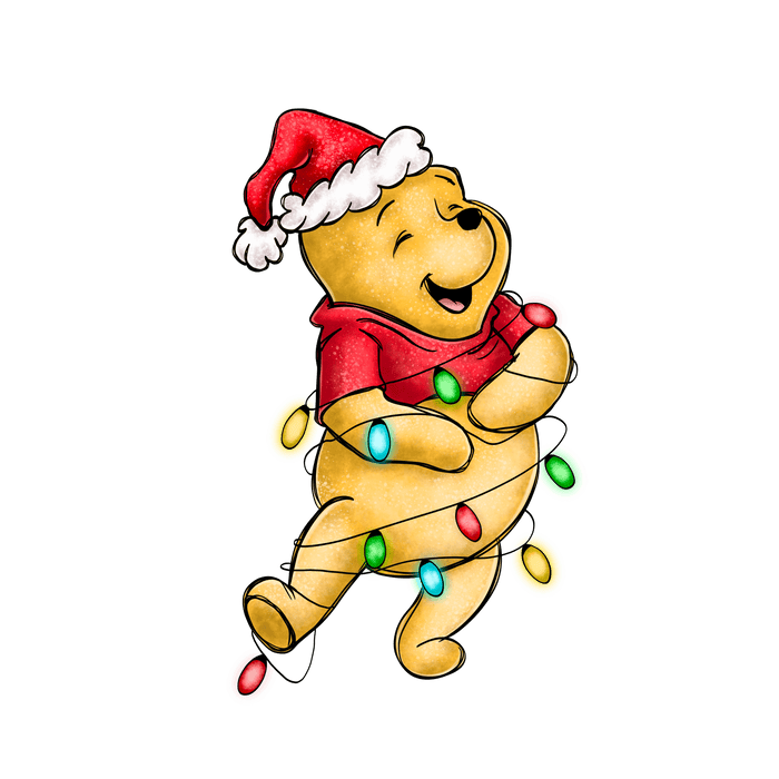 Winnie The Pooh Christmas Design - DTF Ready To Press