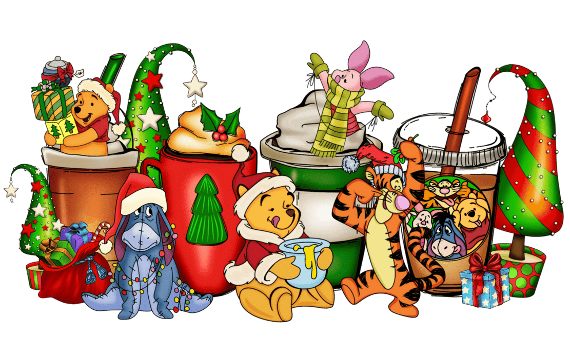 Winnie The Pooh Christmas Cups Design - DTF Ready To Press