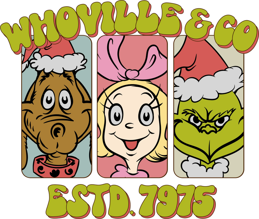 Whoville Co. Green Christmas Design - DTF Ready To Press