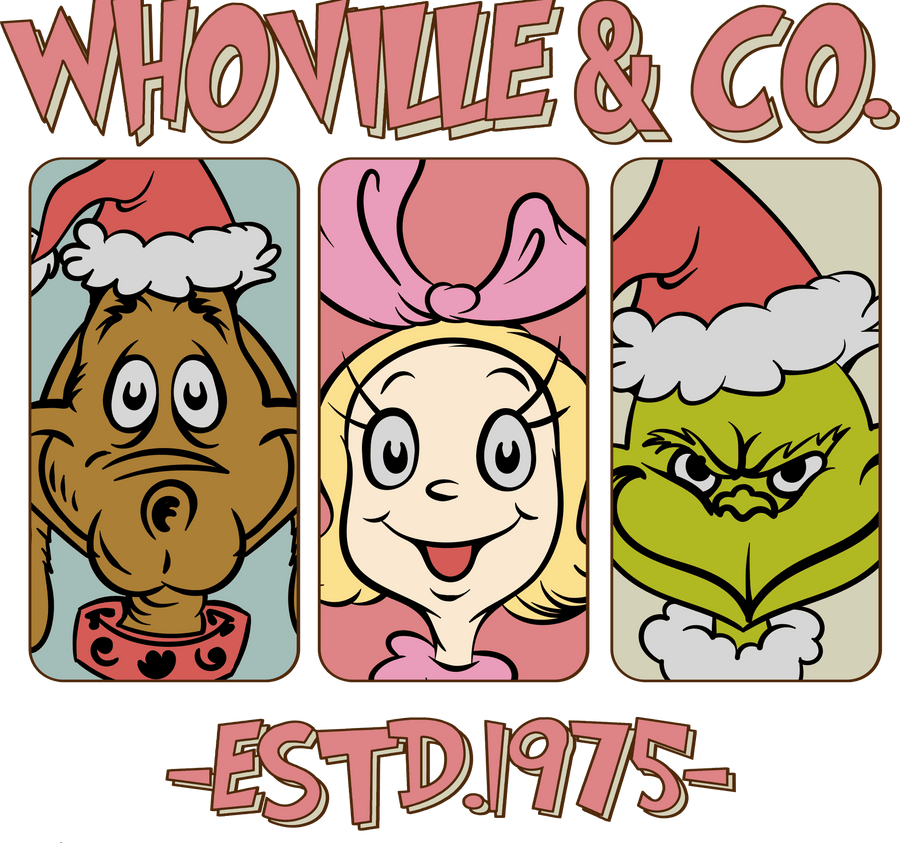 Whoville Co. Pink Christmas Design - DTF Ready To Press