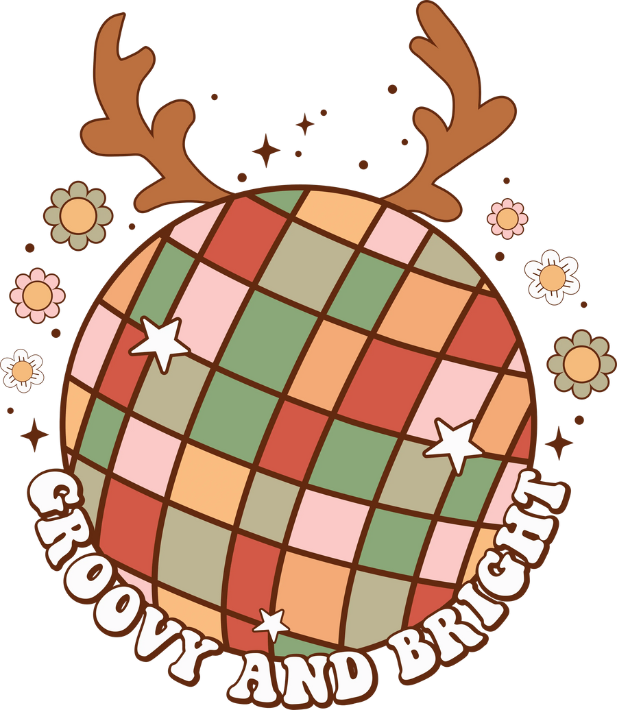 Groovy And Bright Christmas Design - DTF Ready To Press