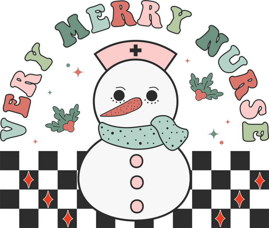 Very Merry Nurse Christmas Design - DTF Ready To Press