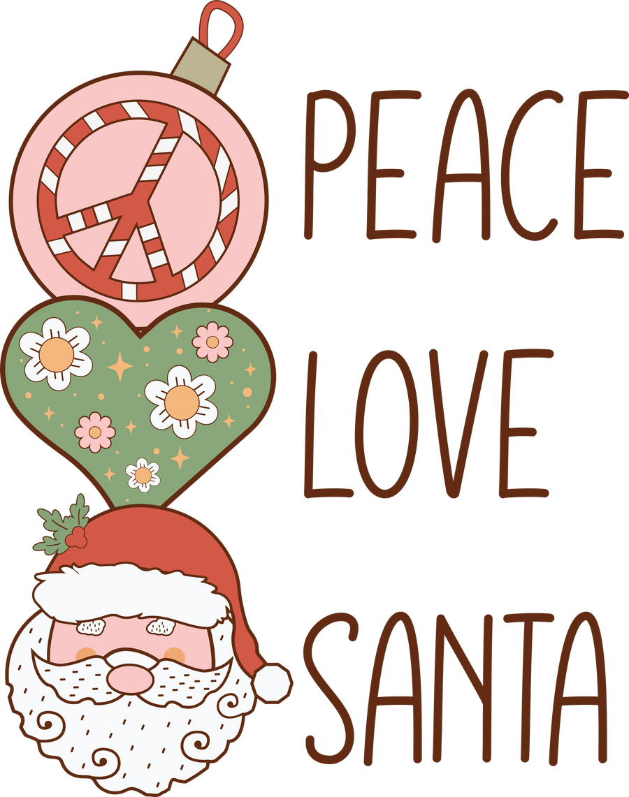 Peace Love Santa Christmas Design - DTF Ready To Press