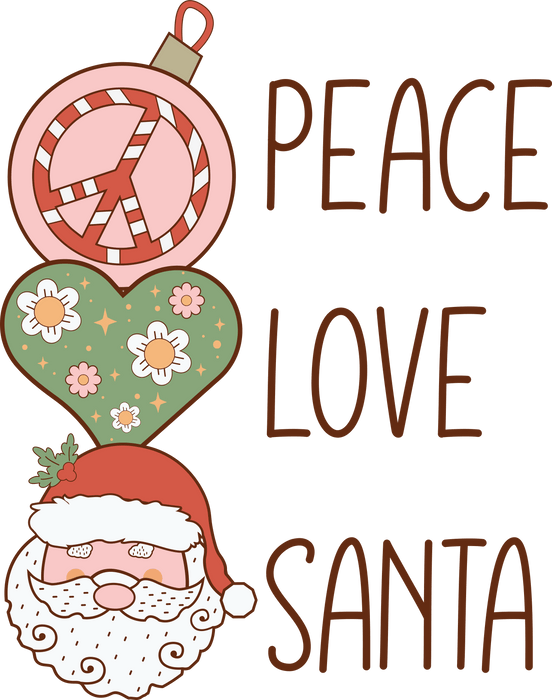 Peace Love Santa Christmas Design - DTF Ready To Press