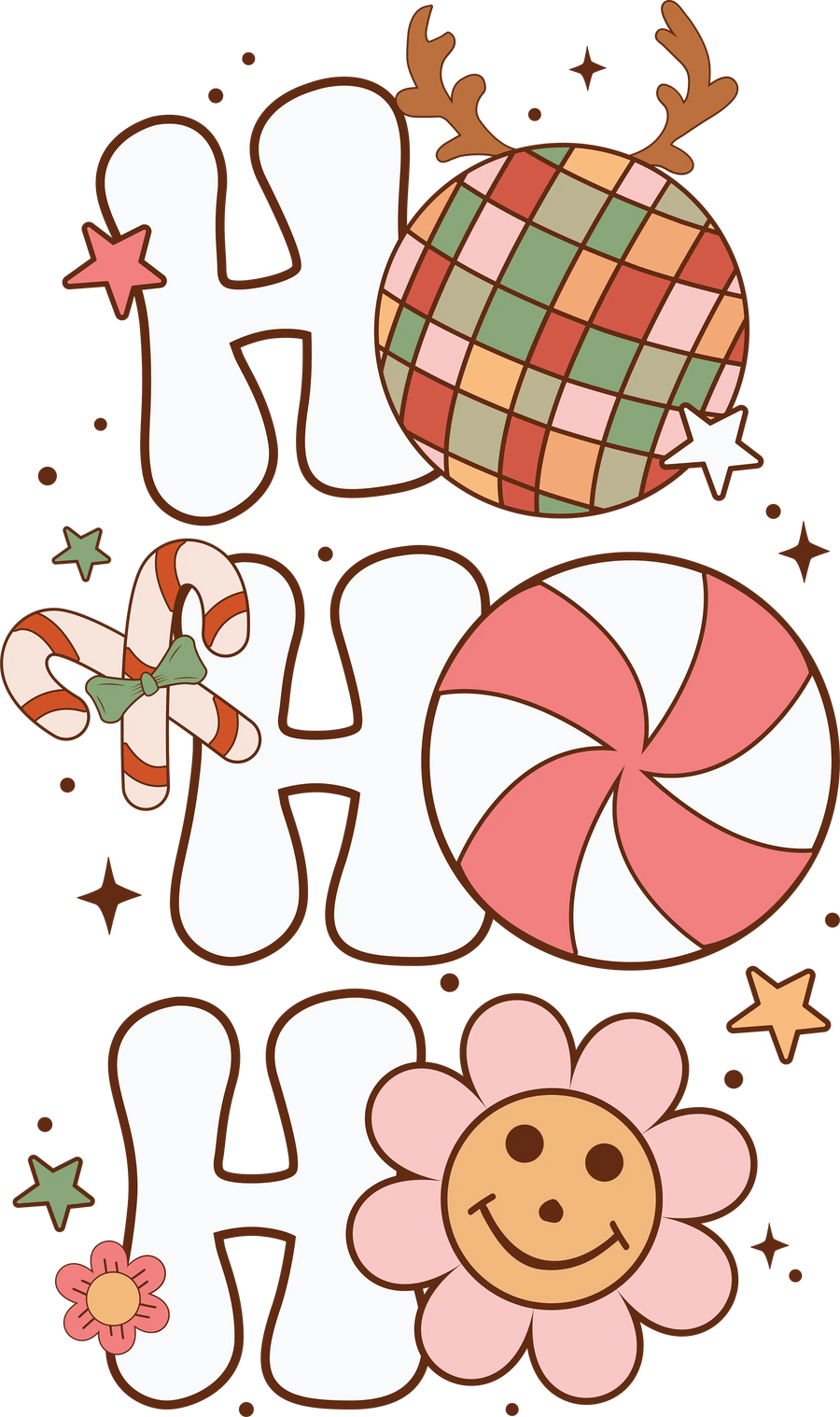 Ho Ho Ho Christmas Design - DTF Ready To Press