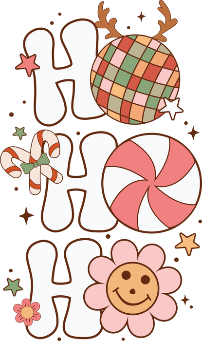 Ho Ho Ho Christmas Design - DTF Ready To Press