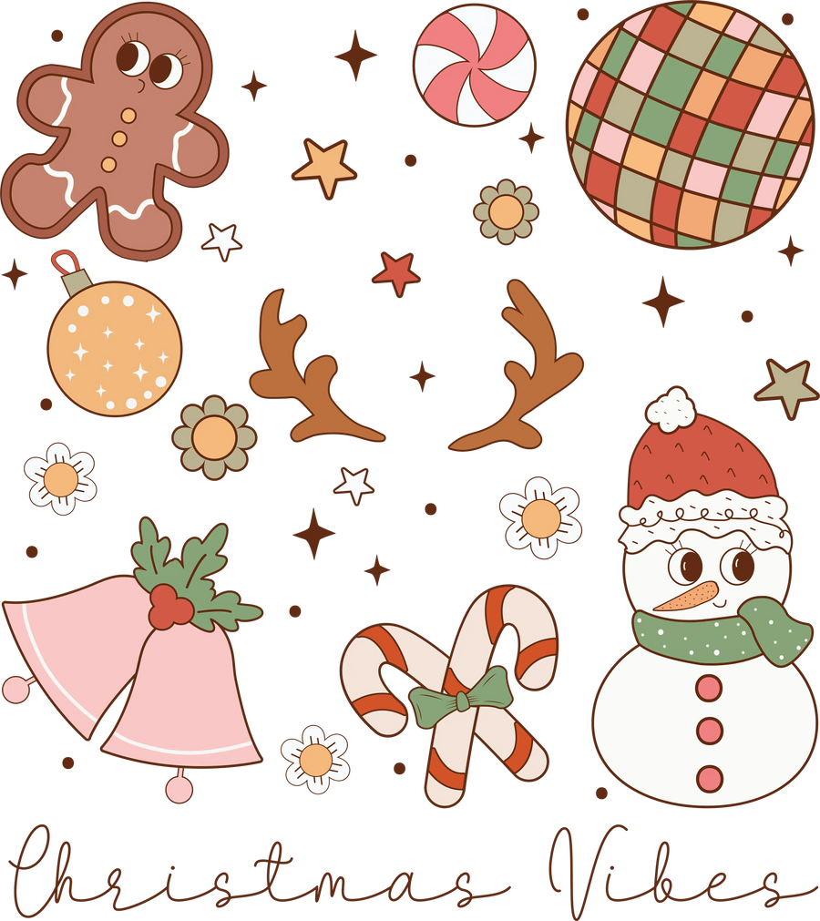 Christmas Vibes Design - DTF Ready To Press
