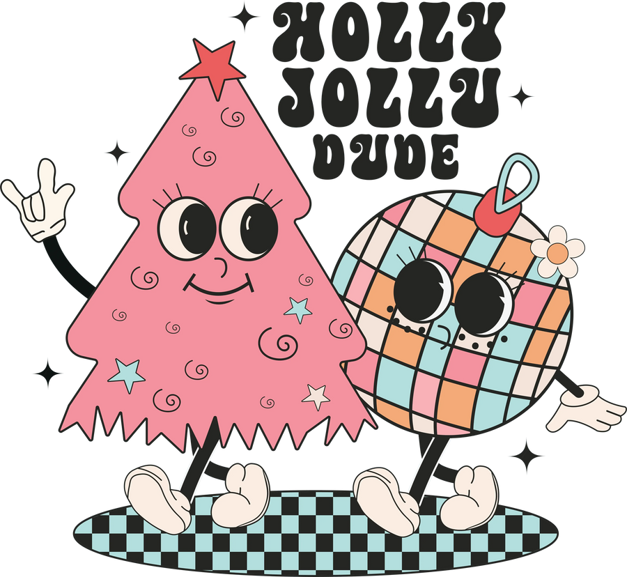 Holly Jolly Dude Christmas Design - DTF Ready To Press