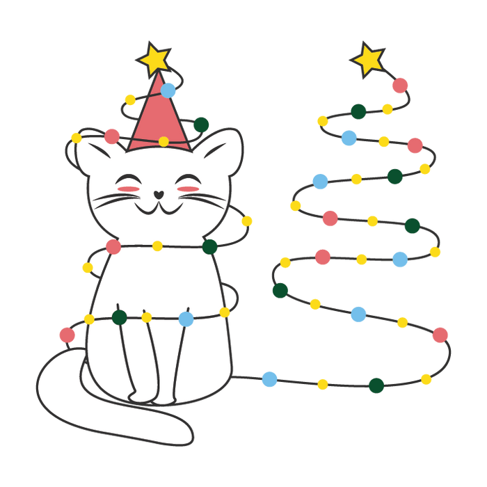 Christmas Cat Tree Design - DTF Ready To Press