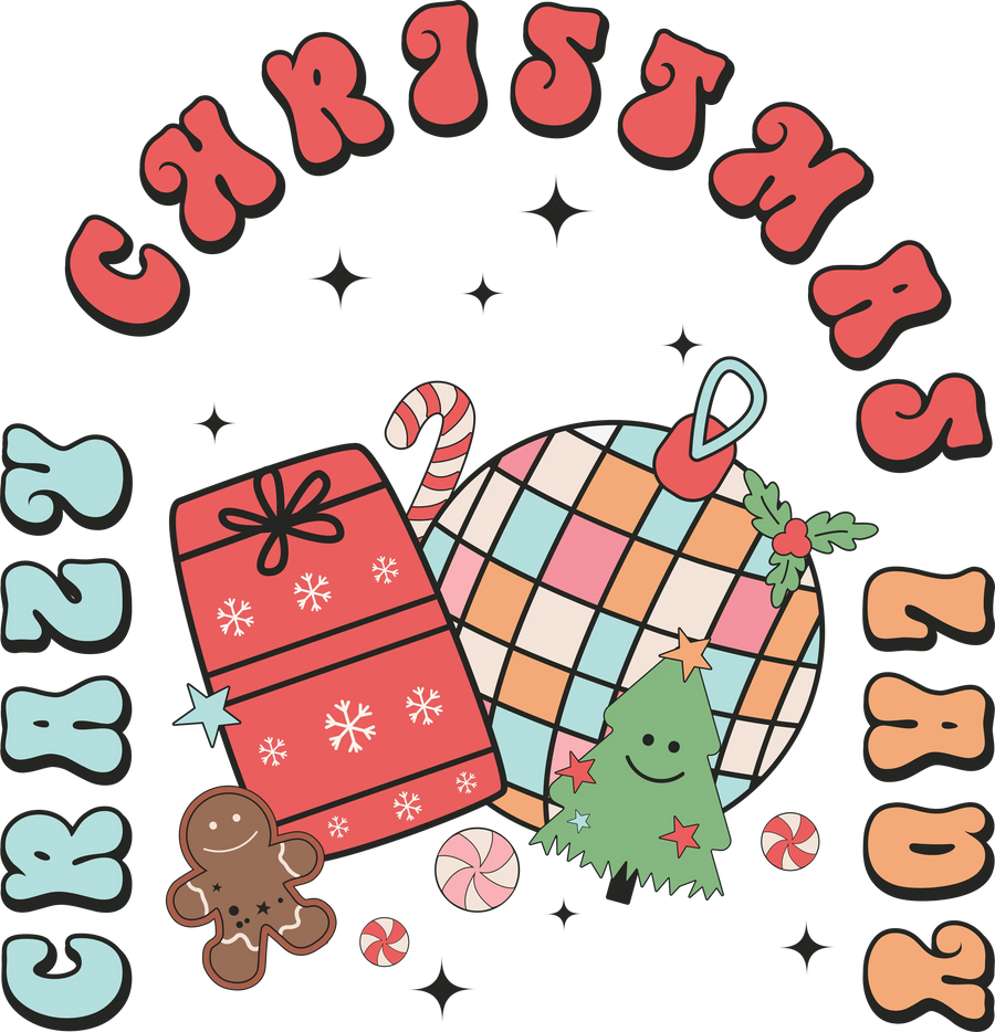 Crazy Christmas Lady Design - DTF Ready To Press