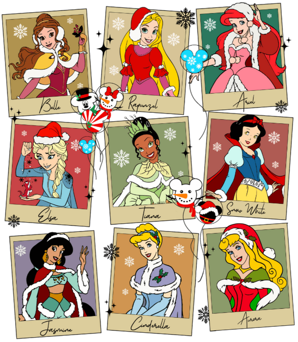 Disney Princesses Christmas Design - DTF Ready To Press