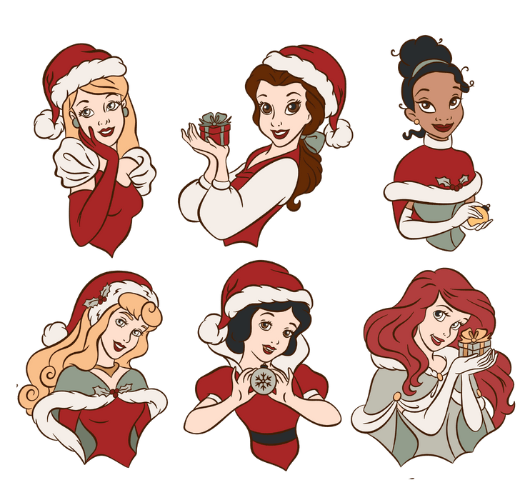 Disney Princesses Christmas Design - DTF Ready To Press