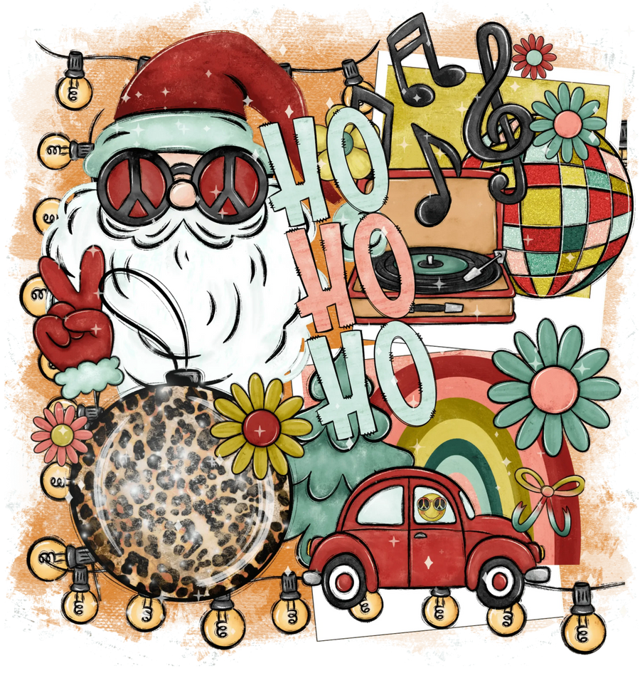 Ho Ho Ho Christmas Design - DTF Ready To Press