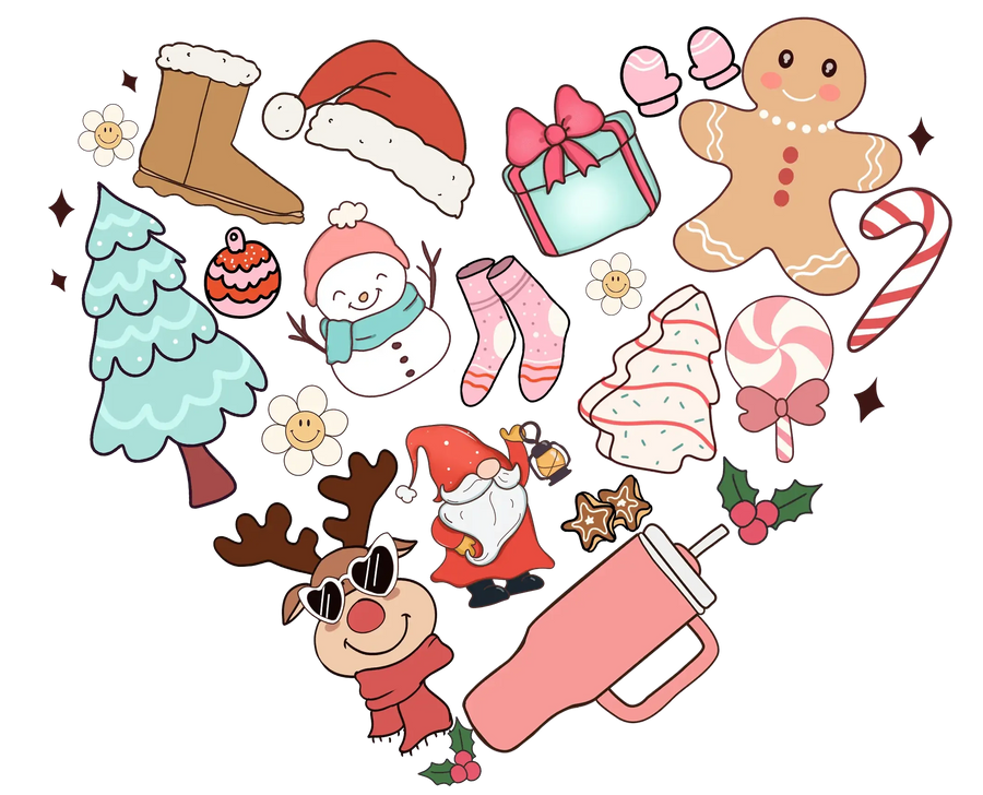 Christmas Heart Design - DTF Ready To Press