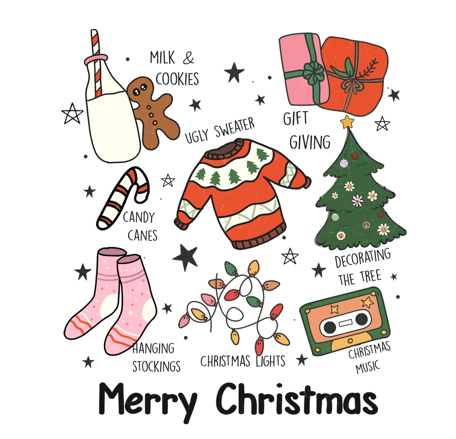 Milk And Cookies, Gift Giving Merry Christmas Design - DTF Ready To Press