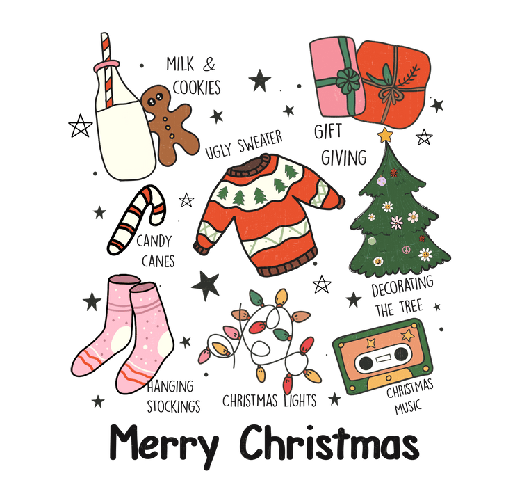 Milk And Cookies, Gift Giving Merry Christmas Design - DTF Ready To Press