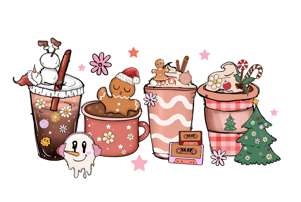 Snow And Hot Choholate Christmas Design - DTF Ready To Press