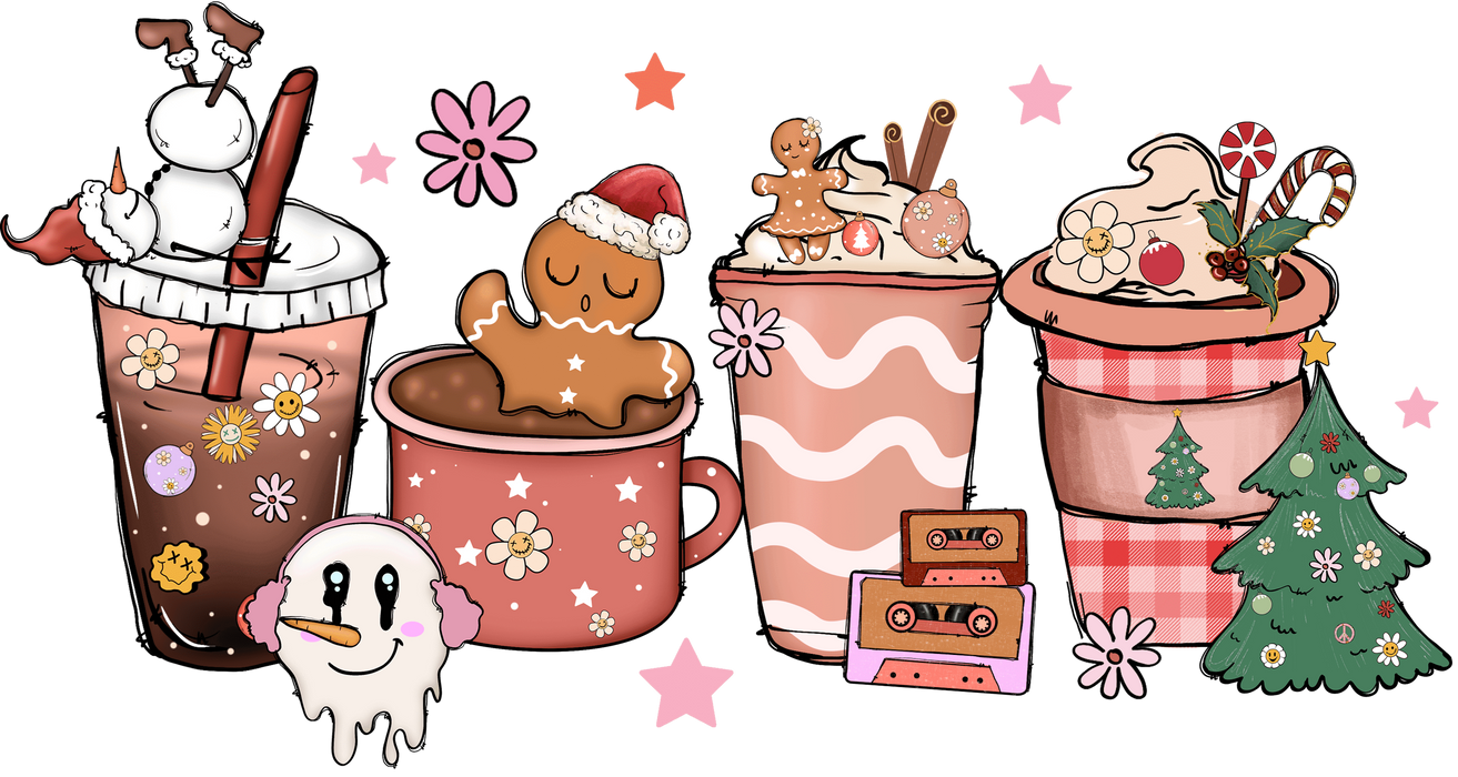 Snow And Hot Choholate Christmas Design - DTF Ready To Press