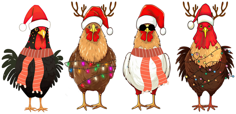 Funny Cockerel Christmas Design - DTF Ready To Press
