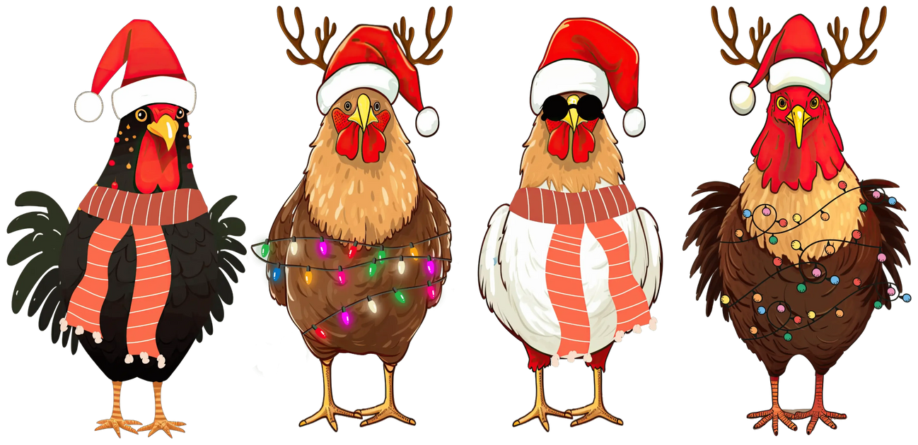 Funny Cockerel Christmas Design - DTF Ready To Press