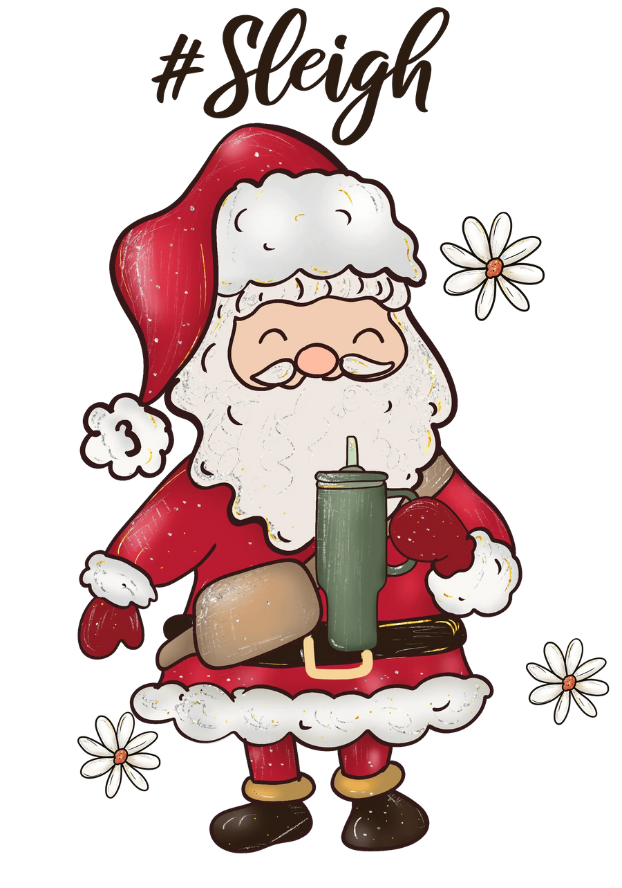 Santa Sleigh Christmas Design - DTF Ready To Press