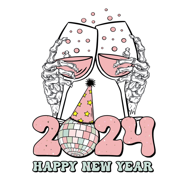 Happy New Year 2024 Christmas Design - DTF Ready To Press