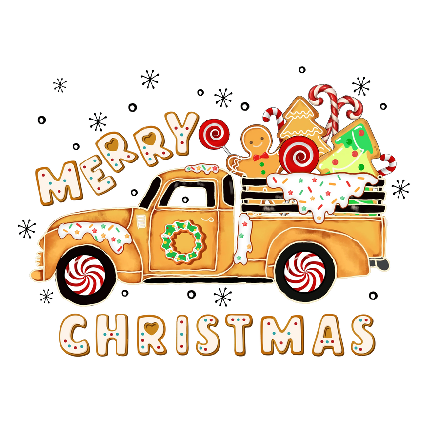 Merry Christmas Candy Truck Design - DTF Ready To Press