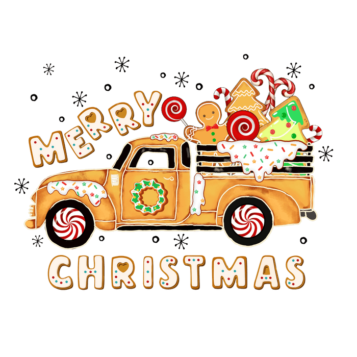 Merry Christmas Candy Truck Design - DTF Ready To Press