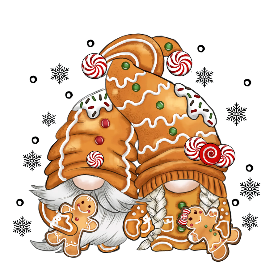 Santa Elf And Gingerbread Christmas Design - DTF Ready To Press