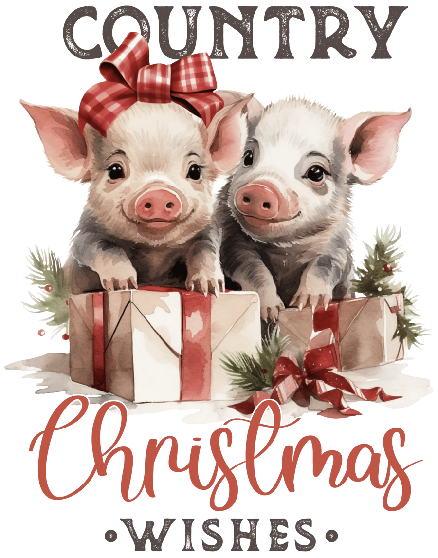 Country Christmas Wishes Design - DTF Ready To Press
