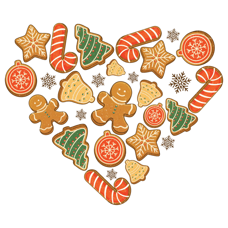 Christmas Gingerbread Heart Design - DTF Ready To Press
