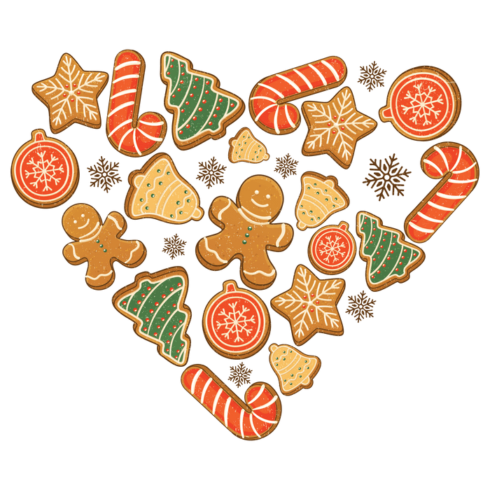 Christmas Gingerbread Heart Design - DTF Ready To Press