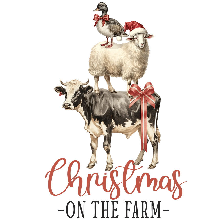 On The Farm Christmas Design - DTF Ready To Press