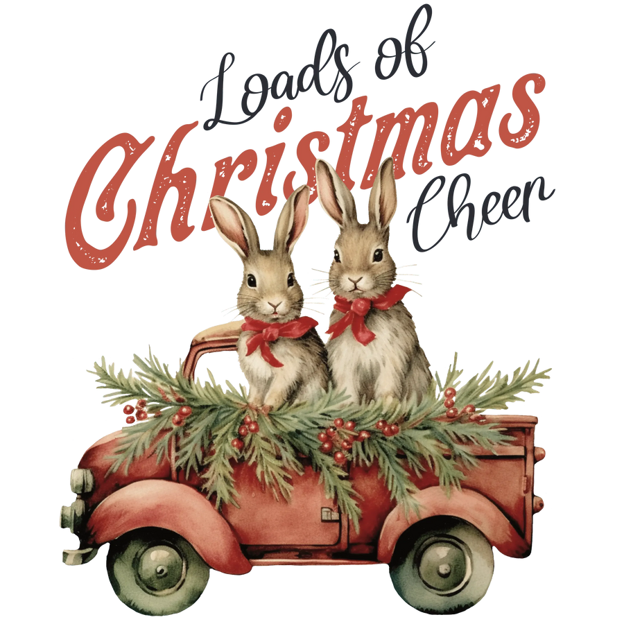 Loads Of Christmas Cheer Rabbit Design - DTF Ready To Press