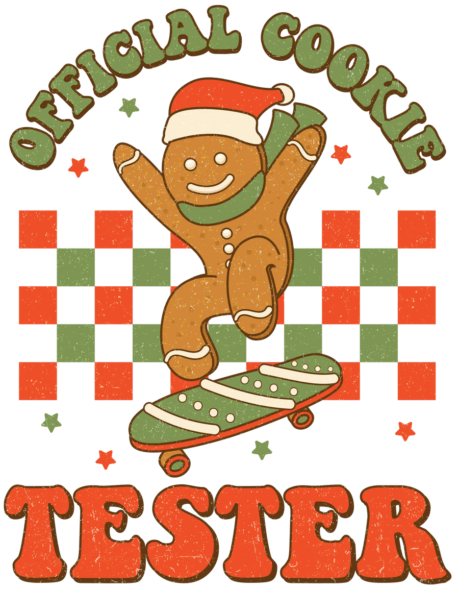 Official Cookie Tester Christmas Gingerbread Design - DTF Ready To Press