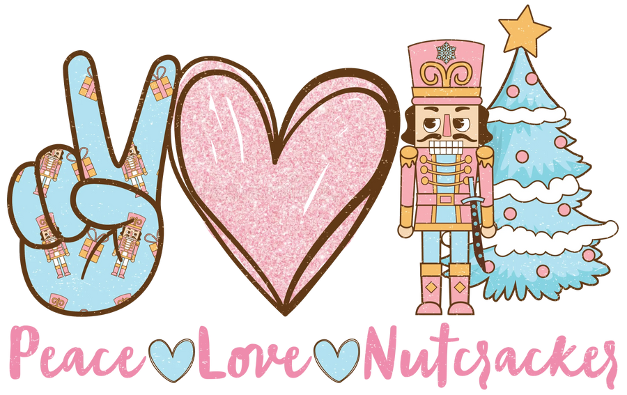 Peace Love Nutcracker Christmas Design - DTF Ready To Press