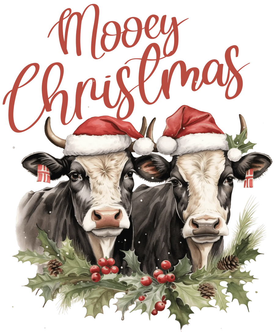 Mooey Christmas Cow Design - DTF Ready To Press