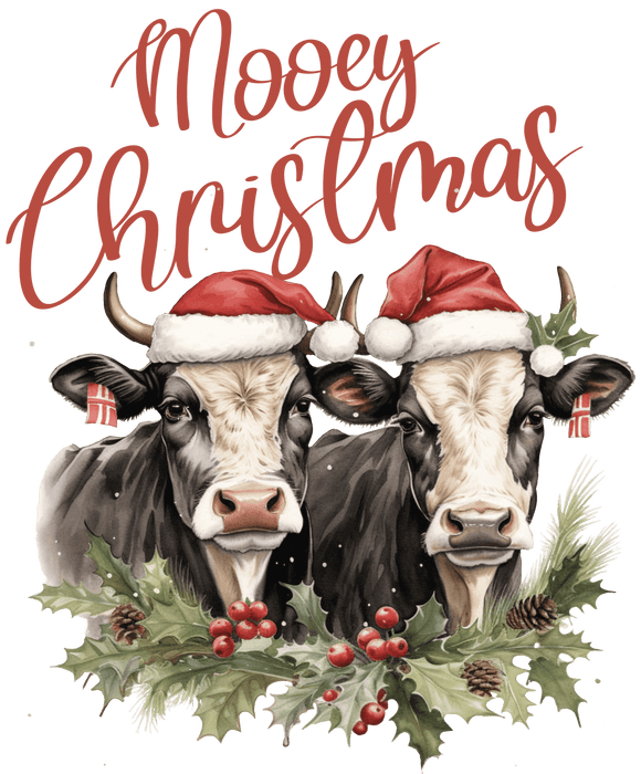 Mooey Christmas Cow Design - DTF Ready To Press